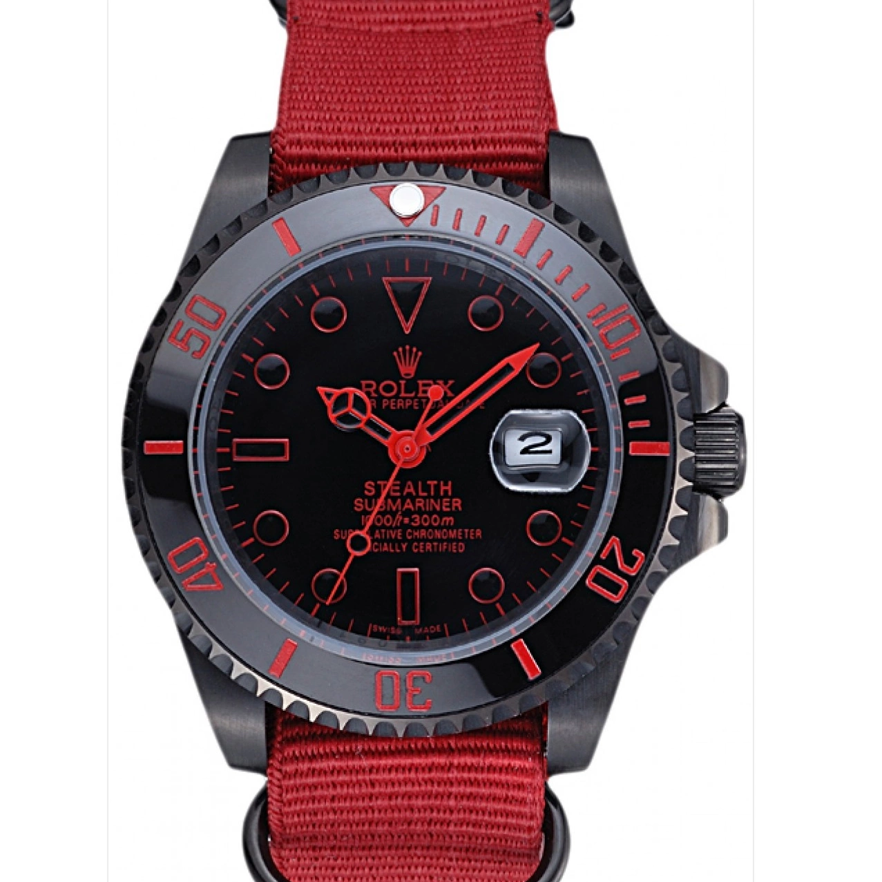 622010 Submariner Red Nylon Rolex Strap Stealth 0705